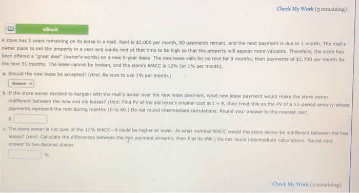  Check My Work (3 remaining) eBook A store has 5 years