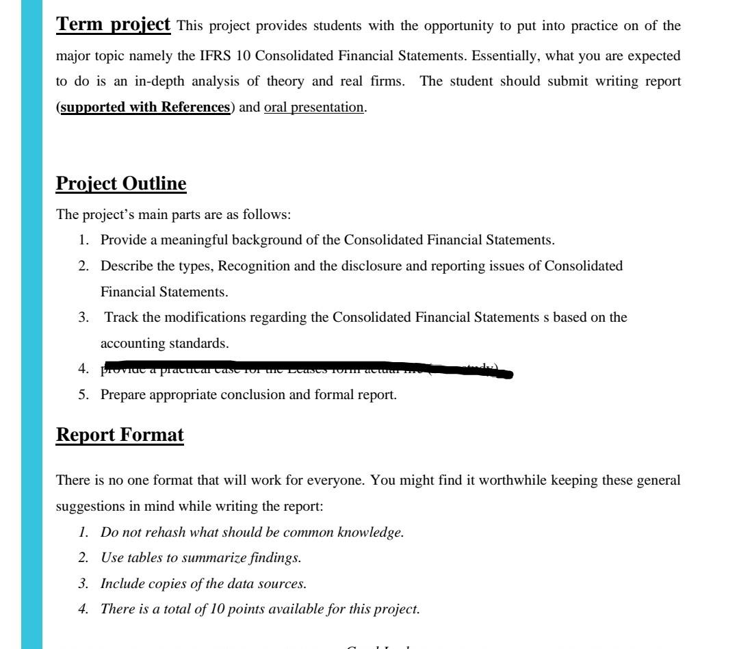 4. Provide a practical case for consolidation financial statements When you