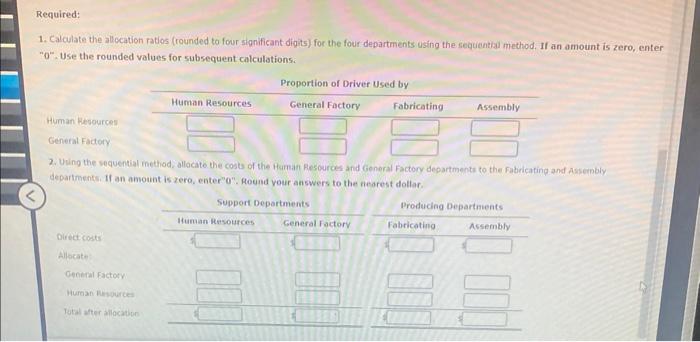 twe support departments, Human Resources and General Factory, and two producitidepartments, Eabricating