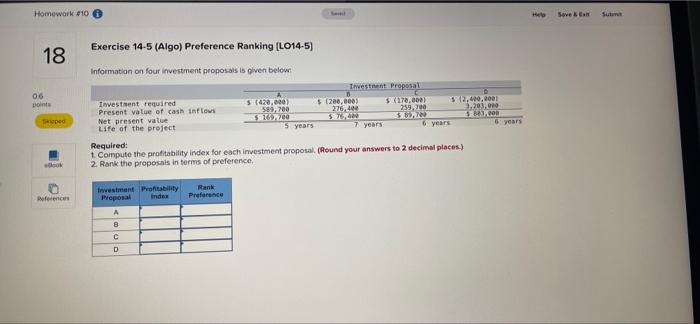  Homework #10 He Sweh Exercise 14-5 (Algo) Preference Ranking (LO14-5) 18