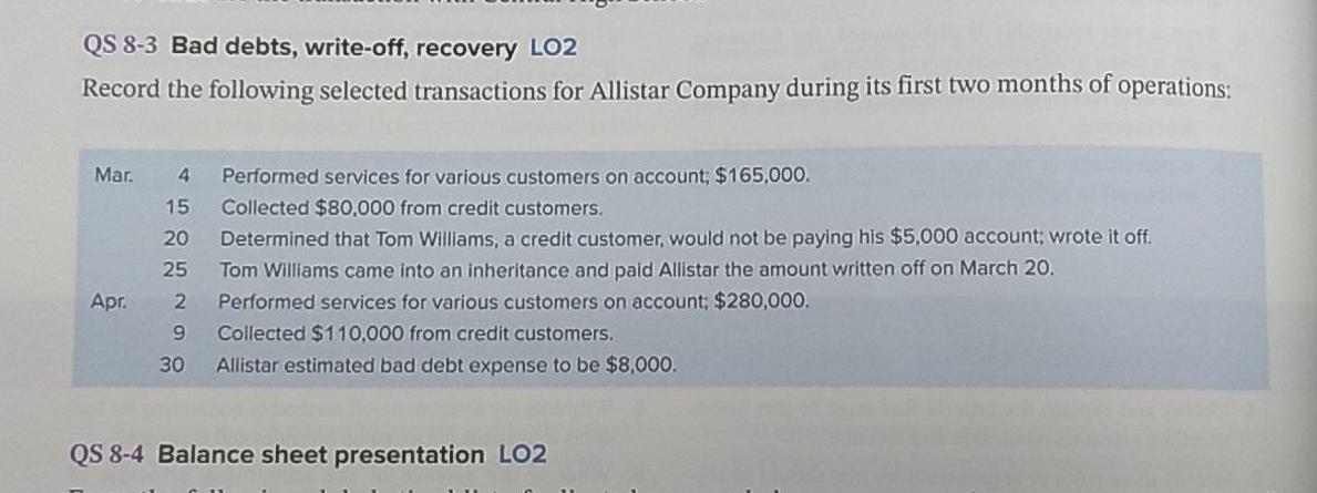 how would I put this in a general journal? QS 8-3