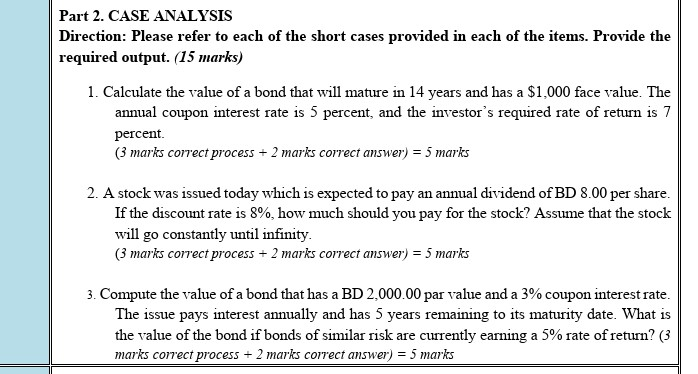 Answer No. 2 Part 2. CASE ANALYSIS Direction: Please refer to each