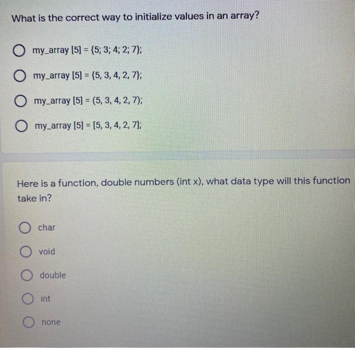  What is the correct way to initialize values in an array?