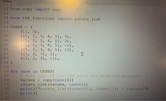 it from a PyDev module named t06.py: tob functions.py x mw def