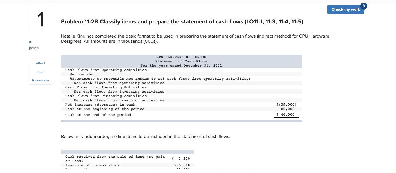  Check my work 1 Problem 11-2B Classify items and prepare the