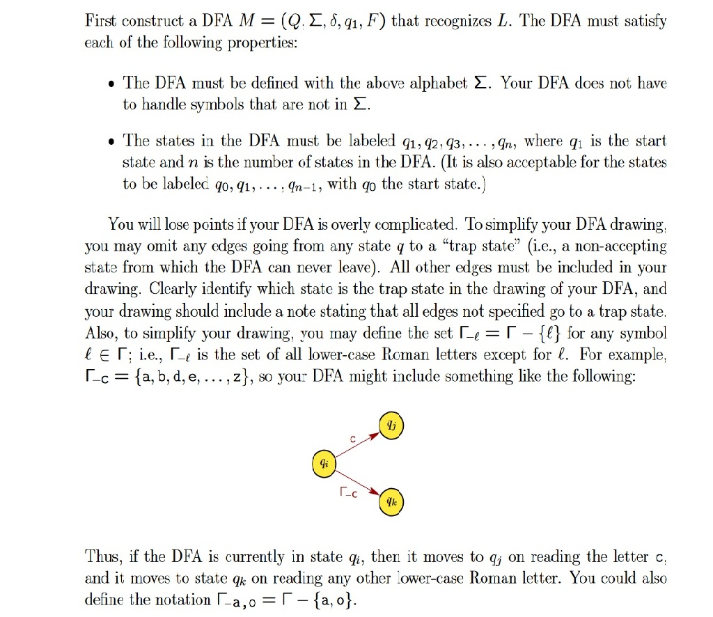the DFA: 3 2 The Language L To precisely specify L. first