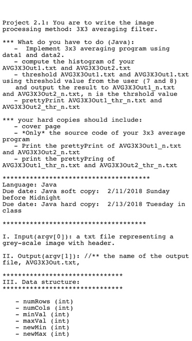  Algorithm is given. Plz post a complete code Project 2.1: You