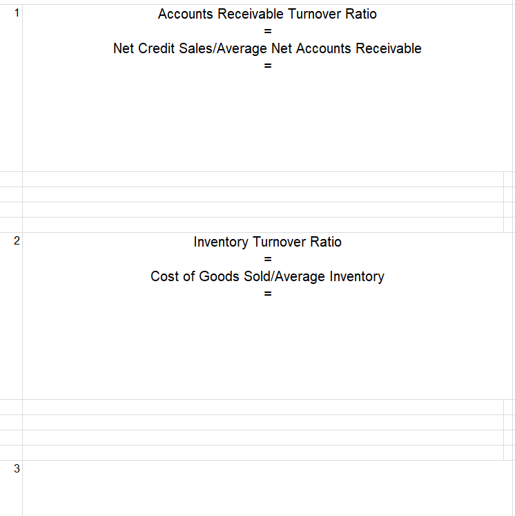 receivable and inventory turnover ratios. Then use that information to answer Question