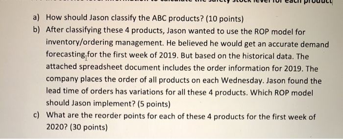 hoped Jason can propose the optimal inventory/ordering policies for these 4 products