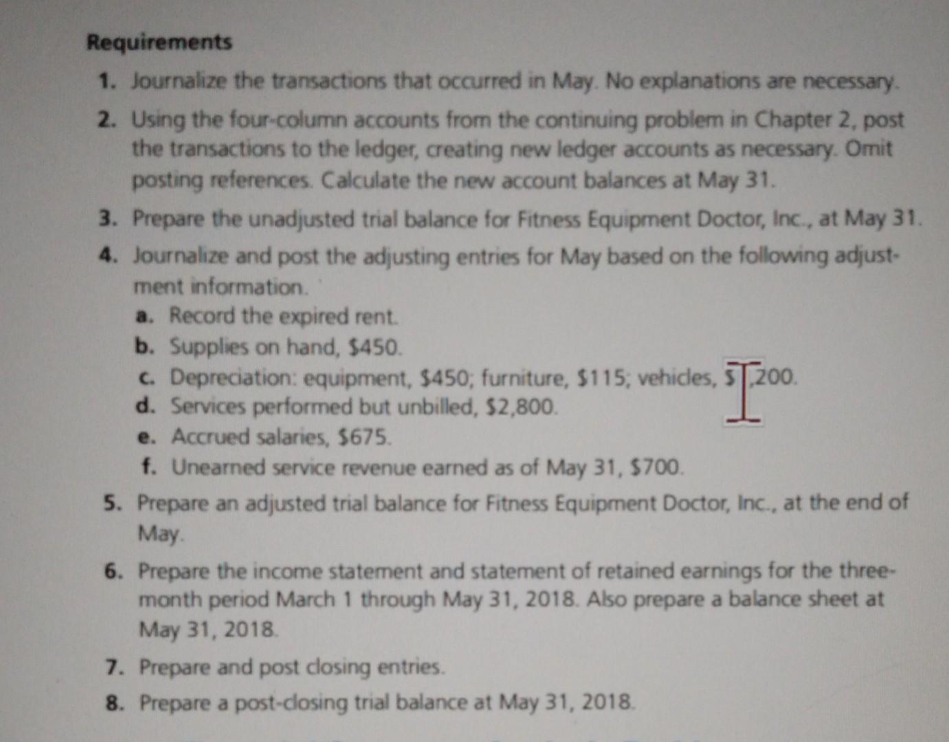 Doctor, Inc, from the Continuing Problem in Chapter 2. The trial balance