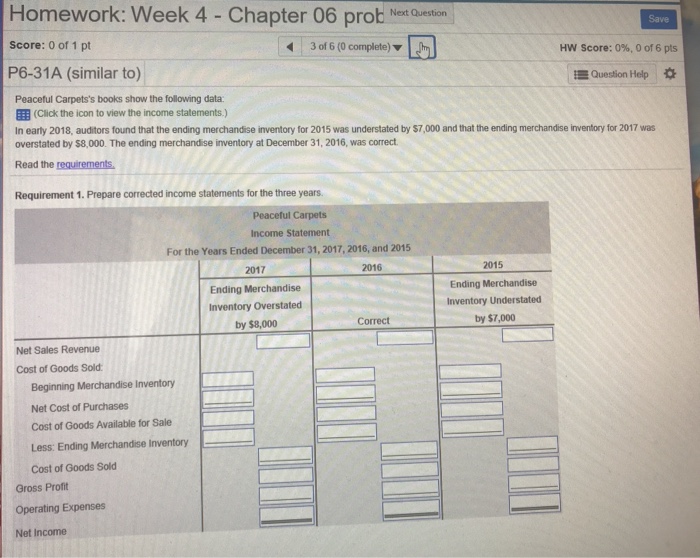  Homework: Week 4 - Chapter 06 prob en on Next Question