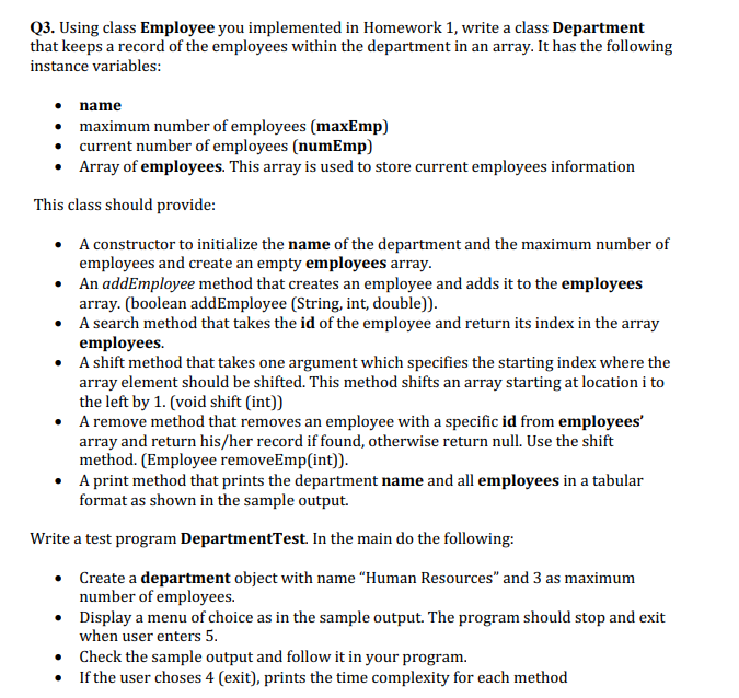 FOR HW1 EMPLOYEE CLASS IT WAS THIS : SAMPLE OUTPUT FOR