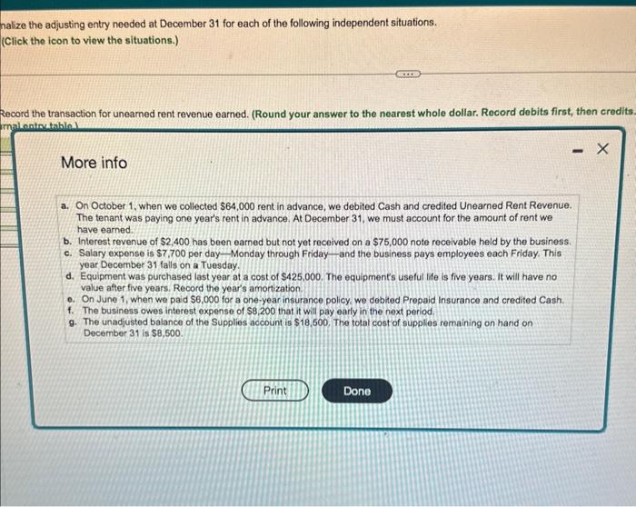 the folowing indopandent situations (1) (Click the icon to view the situations.)