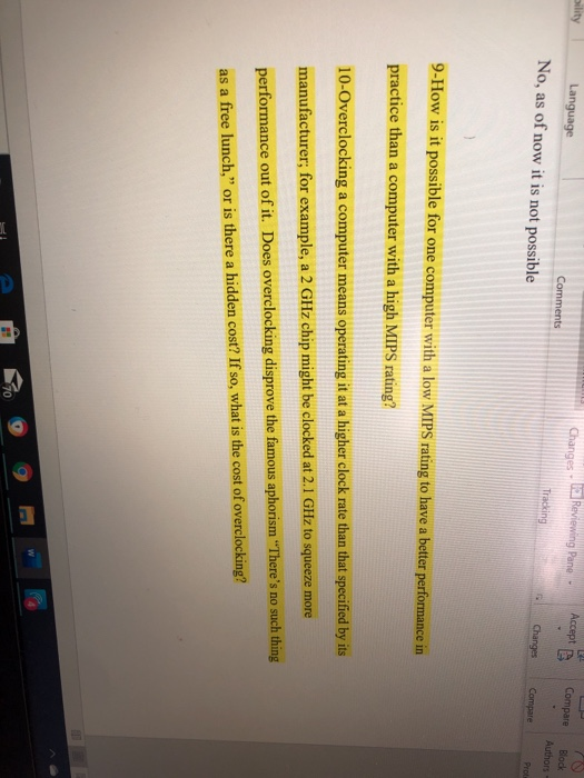  bility Changes. 2. Reviewing Pane- Accept Compare Language Comments No, as