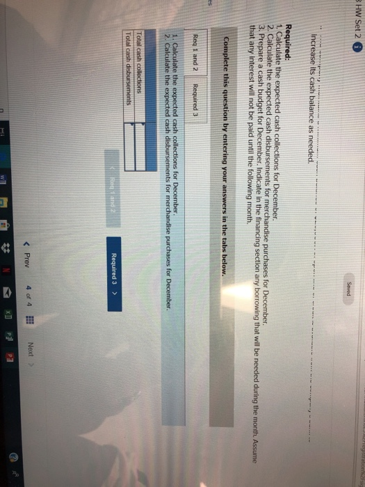 asked to prepare a December cash information is available about the company's