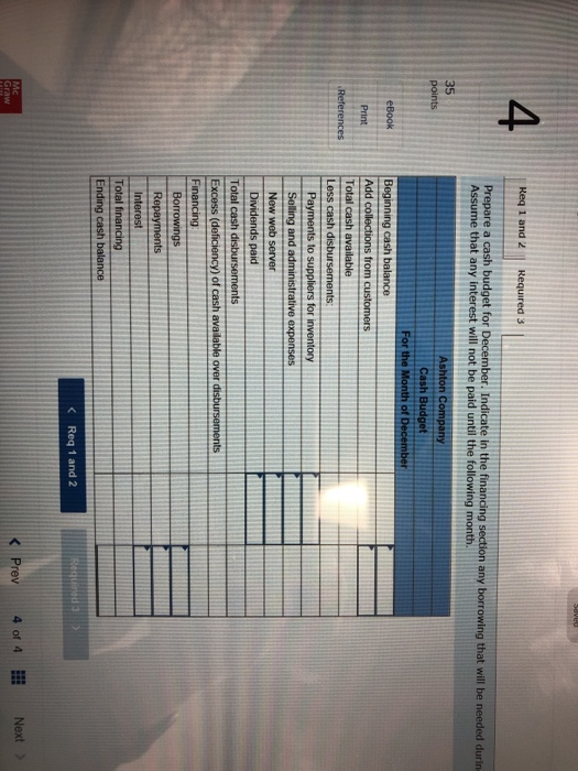 operations budget for Ashton Company, a distributor of exercise equipment. The following