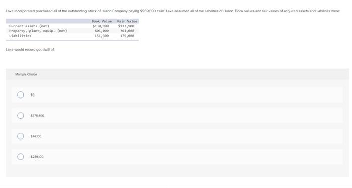  Lake Incorporated purchased all of the outstanding stock of Huron Company
