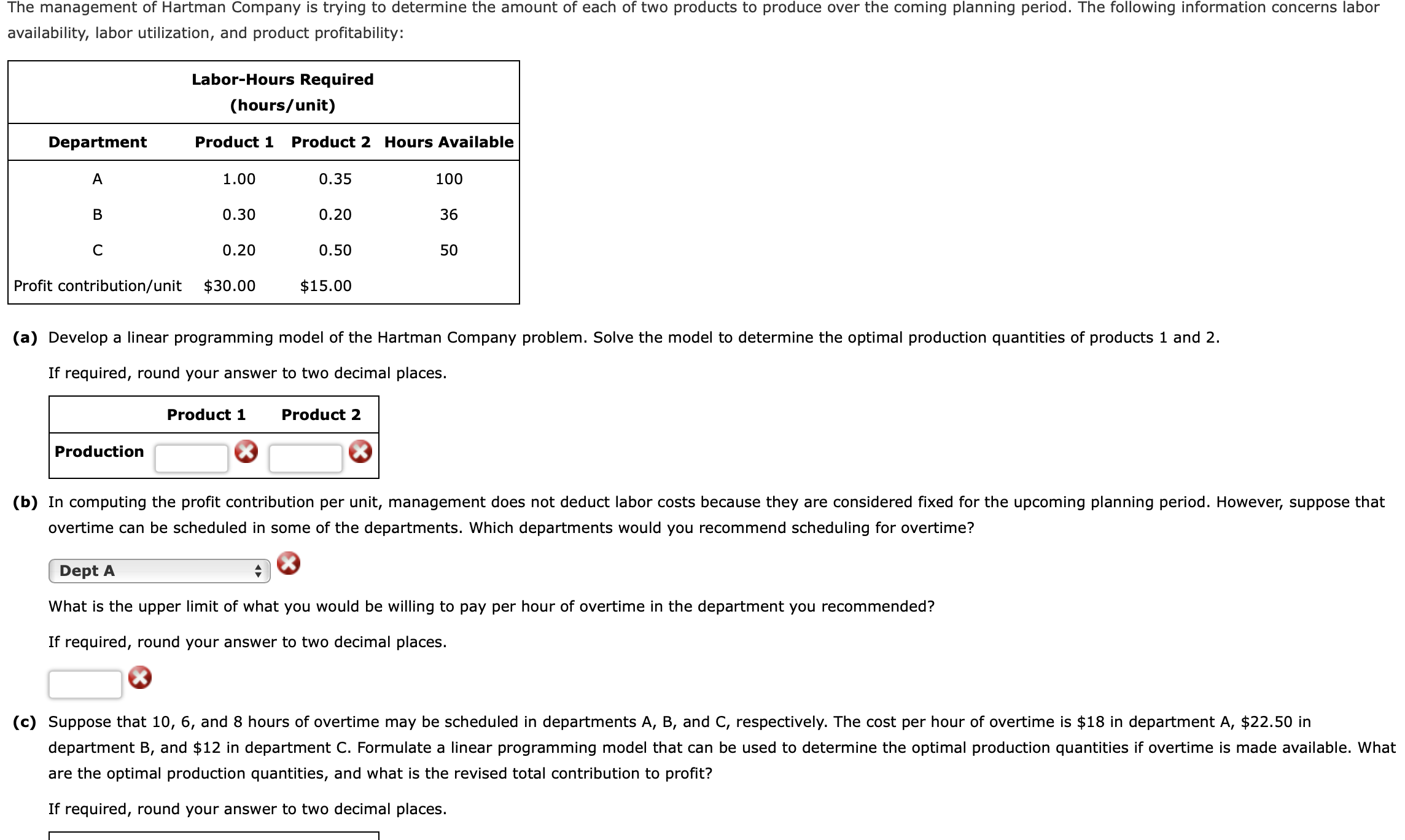  availability, labor utilization, and product profitability: If required, round your answer