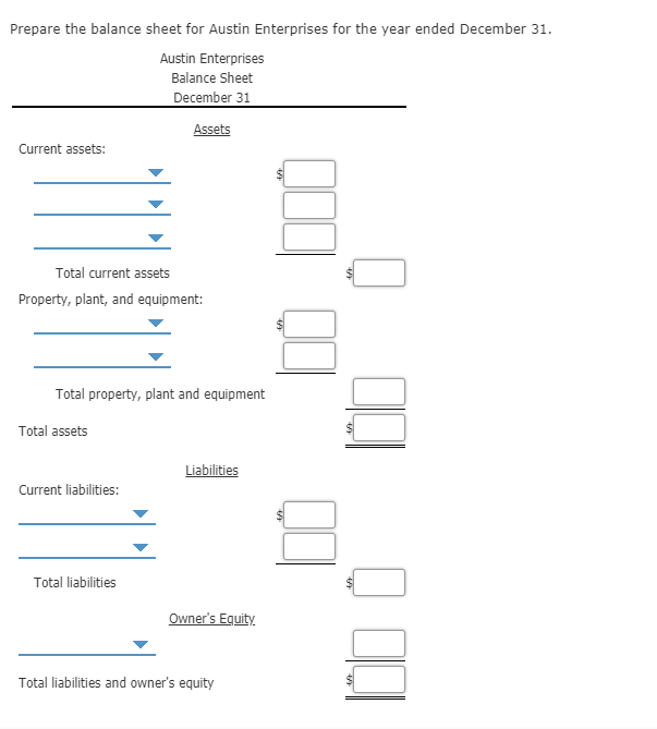 of year spreadsheet: Austin Enterprises End-of-Period Spreadsheet For the Year Ended December
