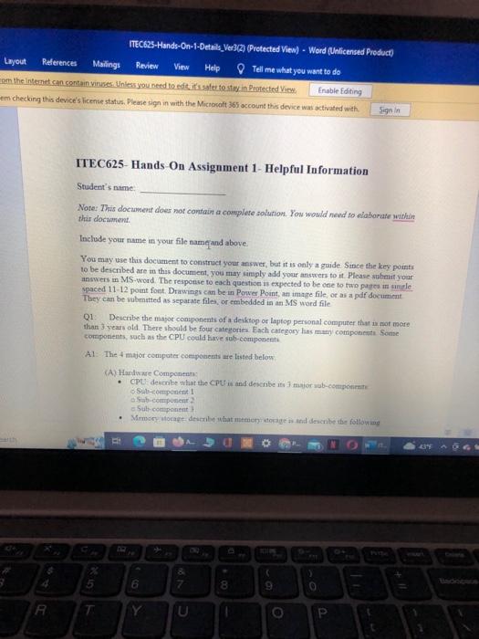Answer these question with reference (citation) ITEC625- Hands-On Assignment 1- Helpful Information