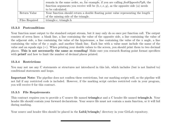 length of two of its sides, and the interior angles in radians,