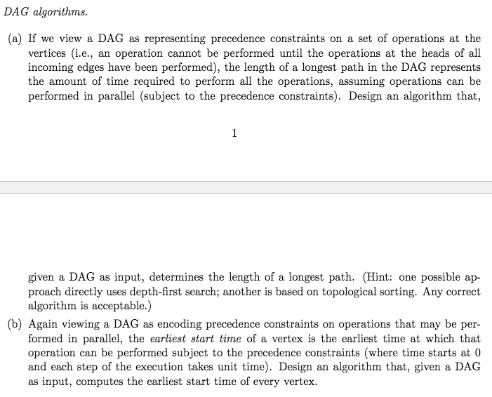  DAG algorithms. (a) If we view a DAG as representing precedence