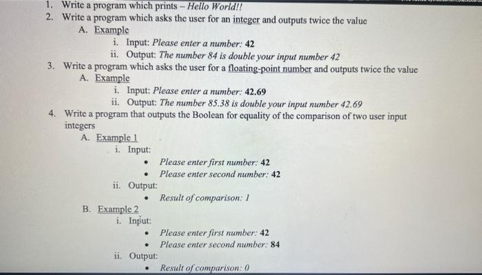 programming C++ 1. Write a program which prints - Hello World!! 2.