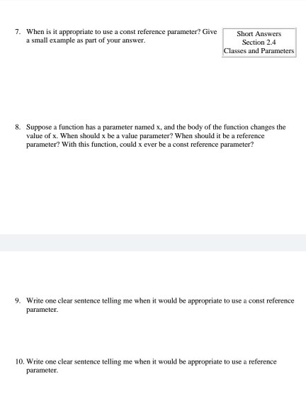 refereance parameter? GhSot hon TA 7. When is it appropriate to