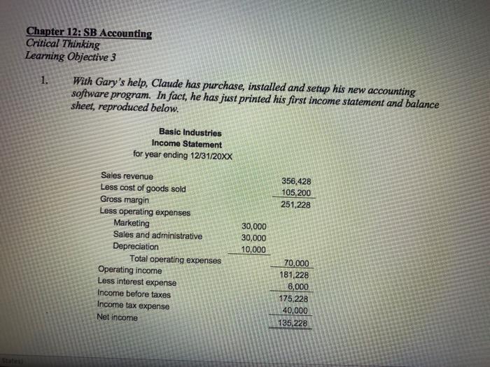  Chapter 12: SB Accounting Critical Thinking Learning Objective 3 1. With