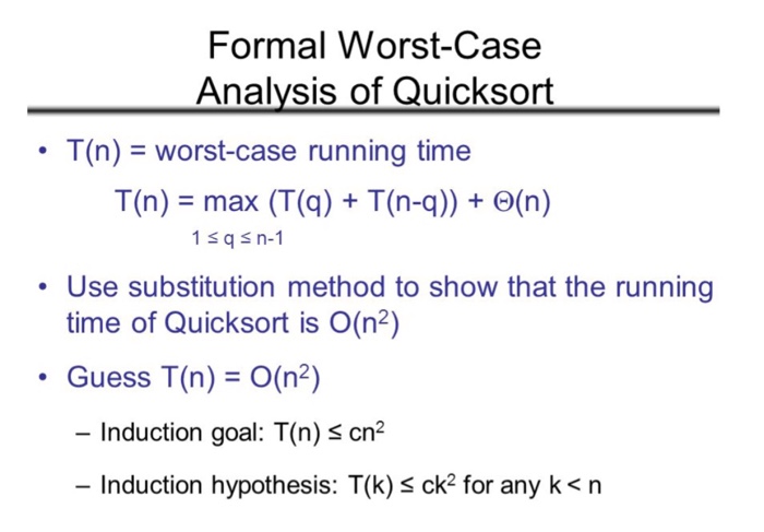 iteration Q(1) Use the substitution method to prove that the worst case