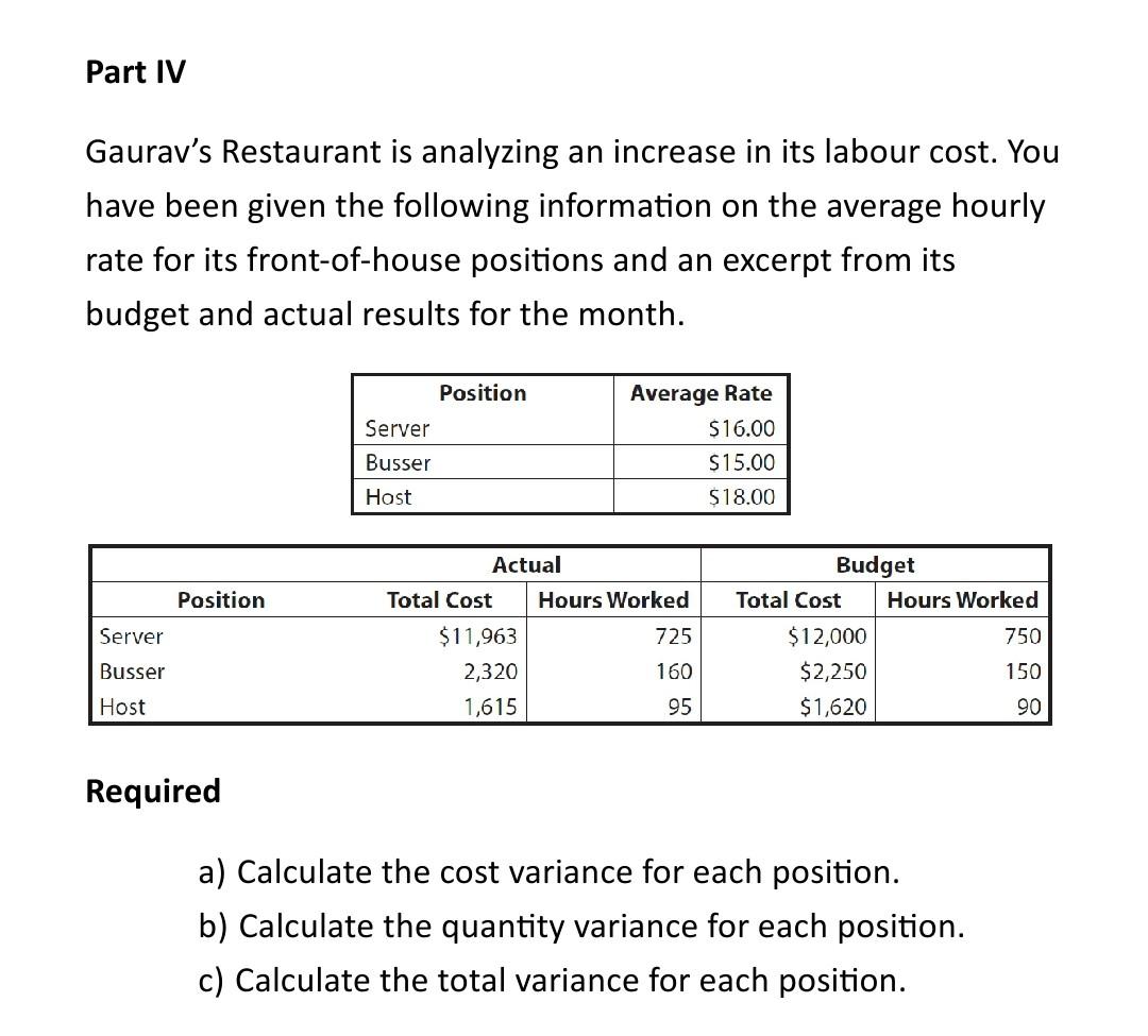  please solve it for assignment Gaurav's Restaurant is analyzing an increase