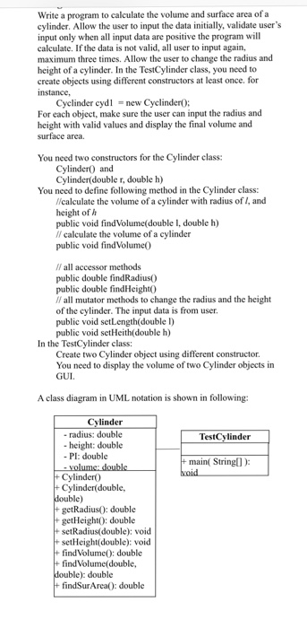  Write a program to calculate the volume and surface area of