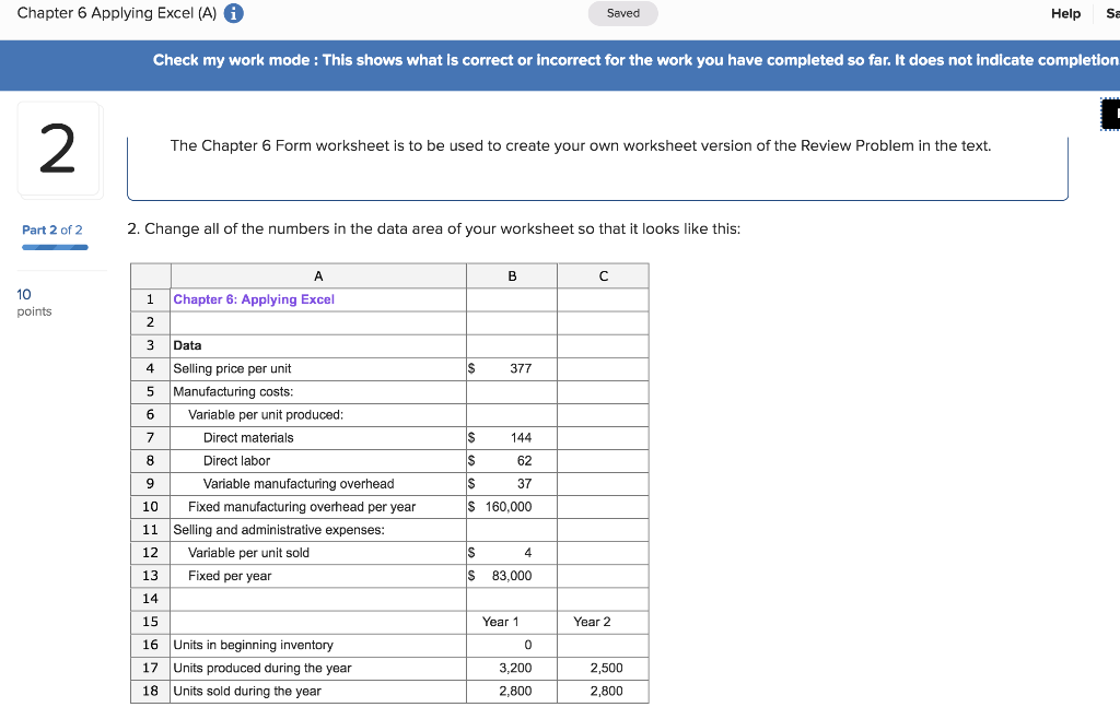  Chapter 6 Applying Excel (A)i Saved Help Sa Check my work