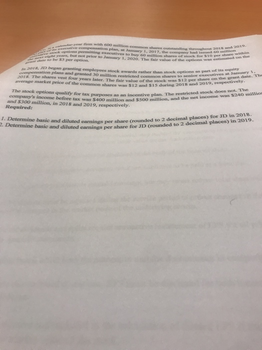  firm with 600 million common shares ous 2018 and 201 kopptions