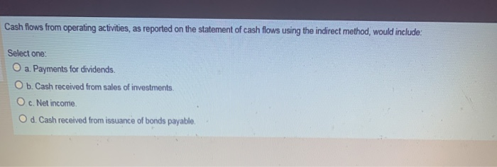  Cash flows from operating activities, as reported on the statement of