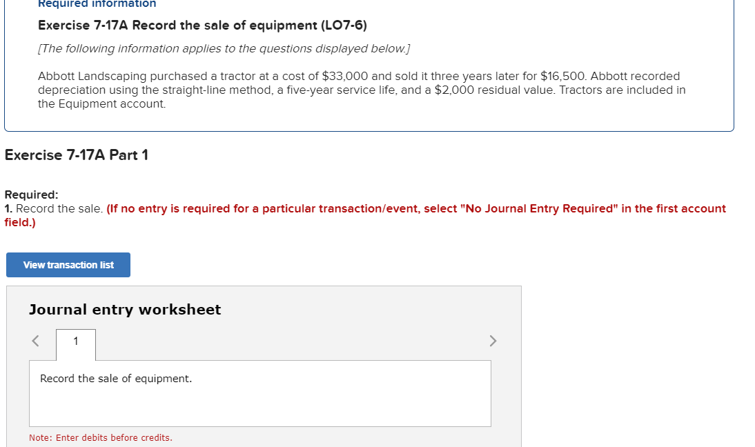 How to remember this on test? Required information Exercise 7-17A Record