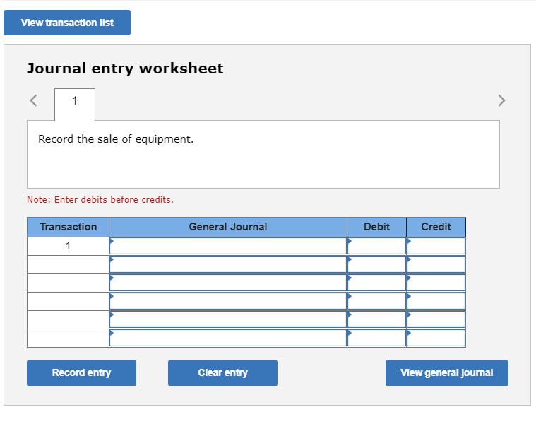 the sale of equipment (LO7-6) [The following information applies to the questions