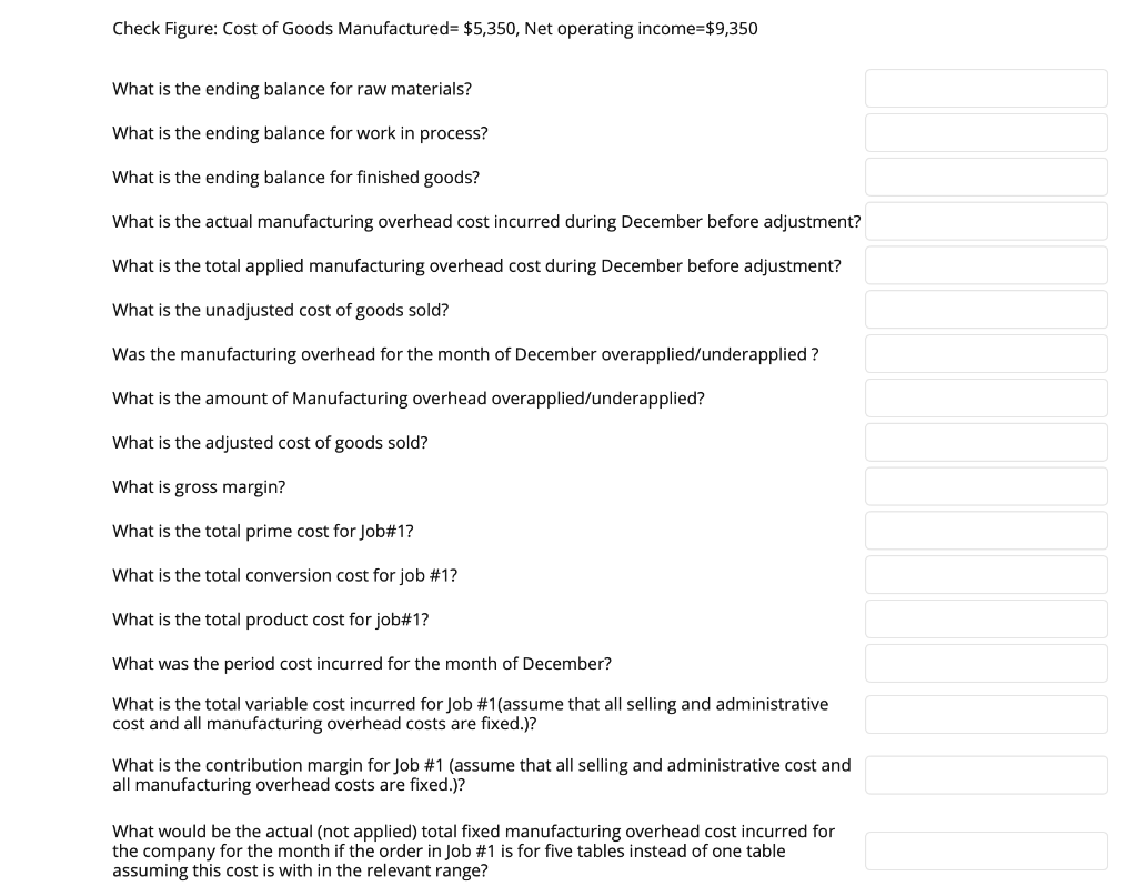 been asked to develop and manufacture two new tables for customers. You