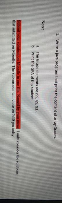  1. Write a java program that print the content of array