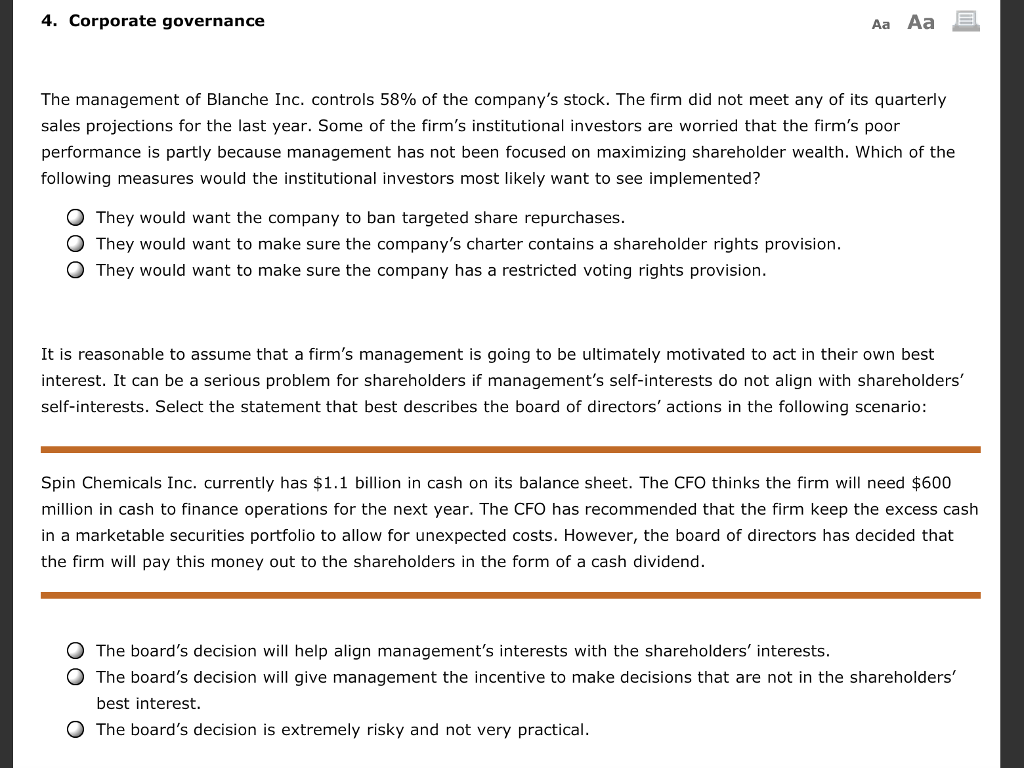 It clearly asks to select the statement that best describes... what is