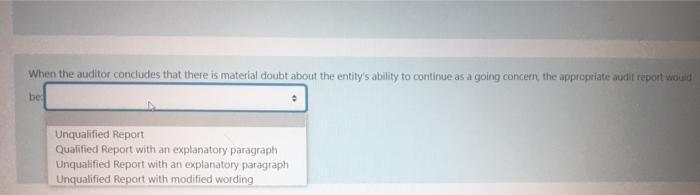  When the auditor concludes that there is material doubt about the