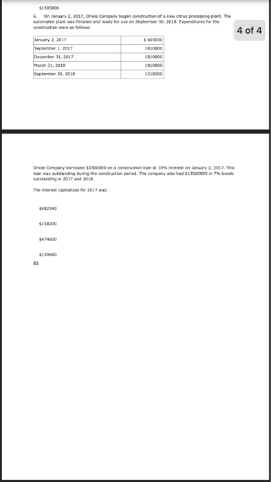 accumulated expenditures were 15164000. 3625000 9354000 3100000 2 During 2017, Oriole Company