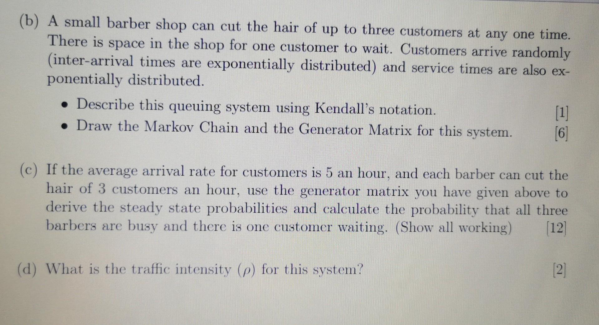 Would you like to solve all, please (b) A small barber