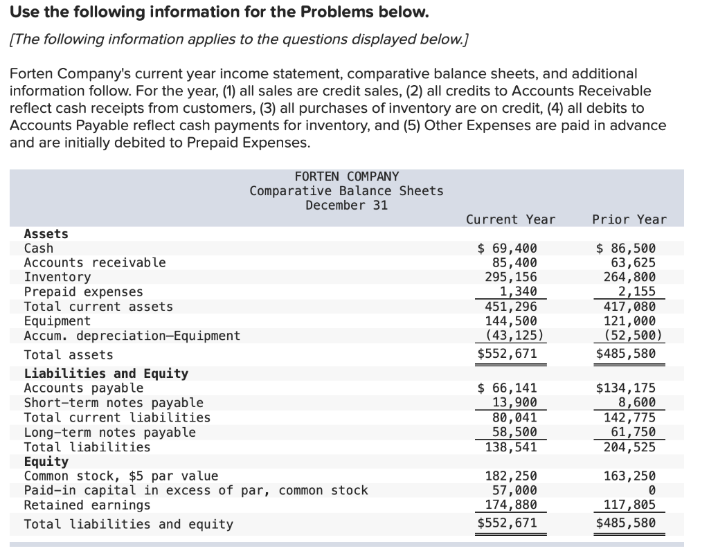  Use the following information for the Problems below. (The following information