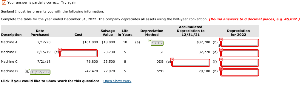  Your answer is partially correct. Try again. Sunland Industries presents you