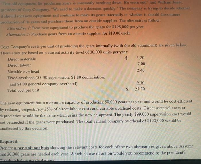  please help under exam condition "That ald oqupment for producing gears