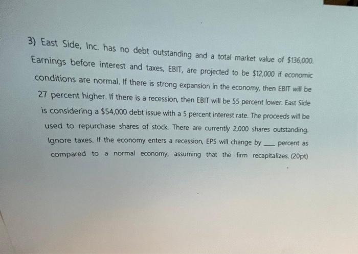 (EBIT) are less than the break-even level? Assume there are no taxes.