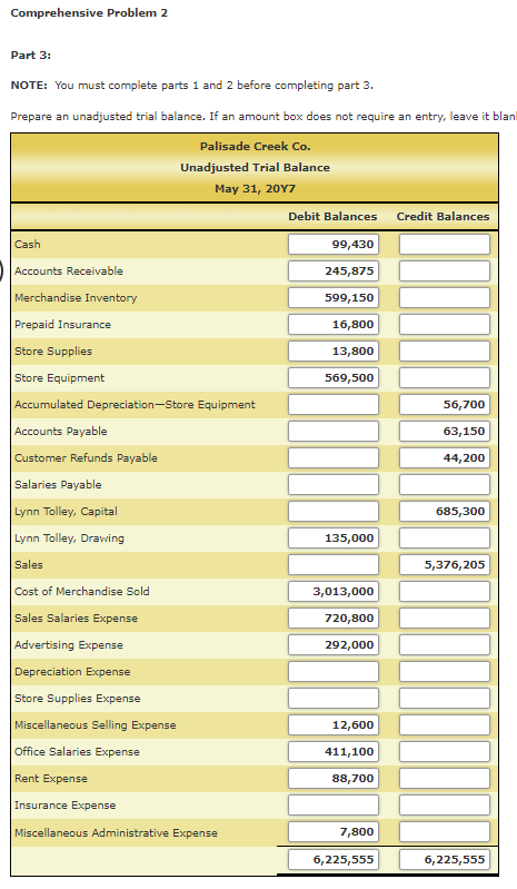  Comprehensive Problem 2 Part 3: NOTE: You must complete parts 1