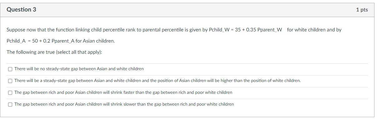 percentile rank to parental percentile is given by Pchild_W = 35 +0.35