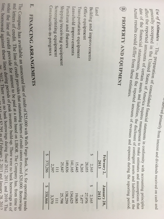policies is located in statements. Locate the section on property and equipment.